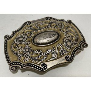 Belt Buckle Western Vintage Light Yellow Enamel